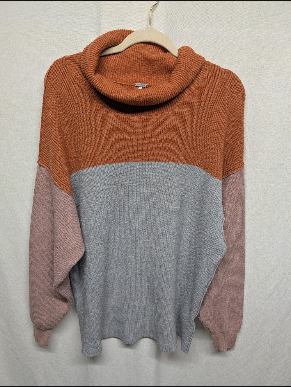Free People Colorblock Turtleneck Sweater